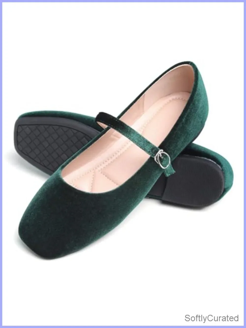 WENJIAZHIZHI Women's Mary Jane Square Toe Ballet Flats Slip-Ons Loafers